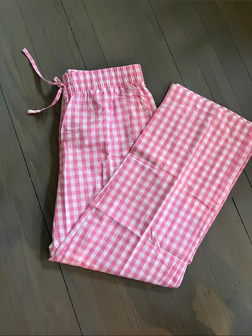 GAP Pink and White Gingham 100% cotton pants